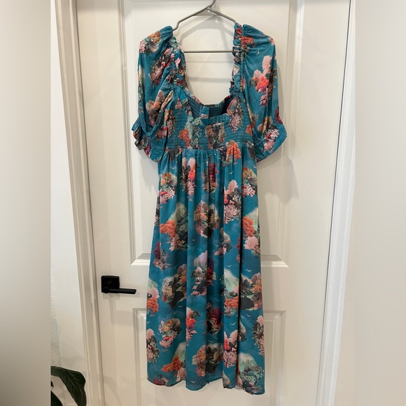 Anthropologie Floral Square Neck Midi Dress NWT - Picture 3 of 7